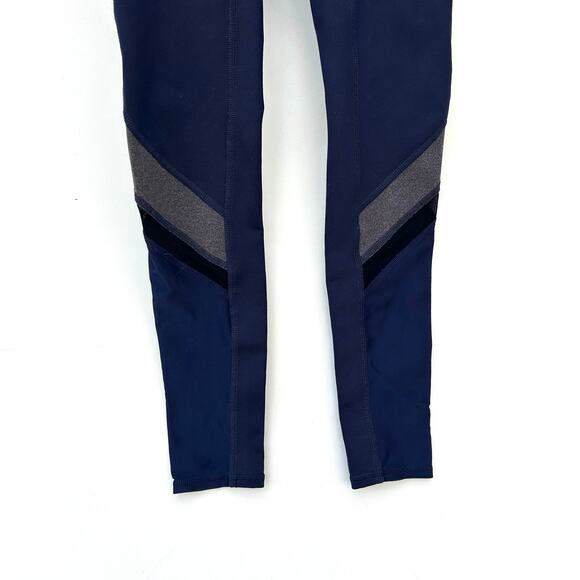 Alo Yoga Elevate Hi-Rise Navy Gray Grey Mesh Leggings XS Yoga Running Ankle - Picture 6 of 7